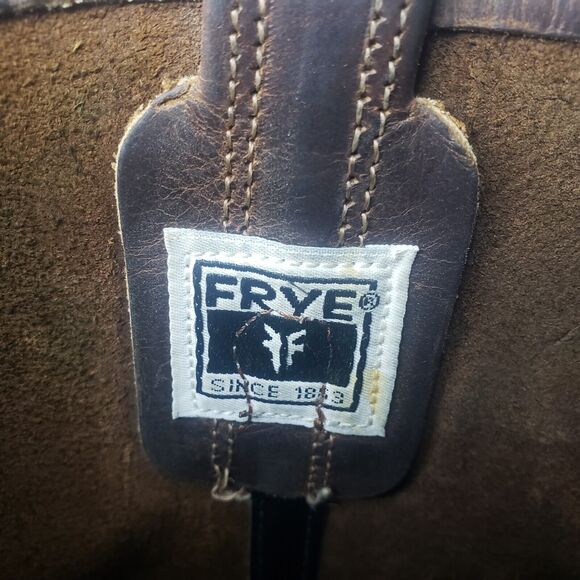 Frye Harness 12R Square Toe Moto Boots Womens 7M Smoke Brown Leather 77300 USA - Picture 12 of 16